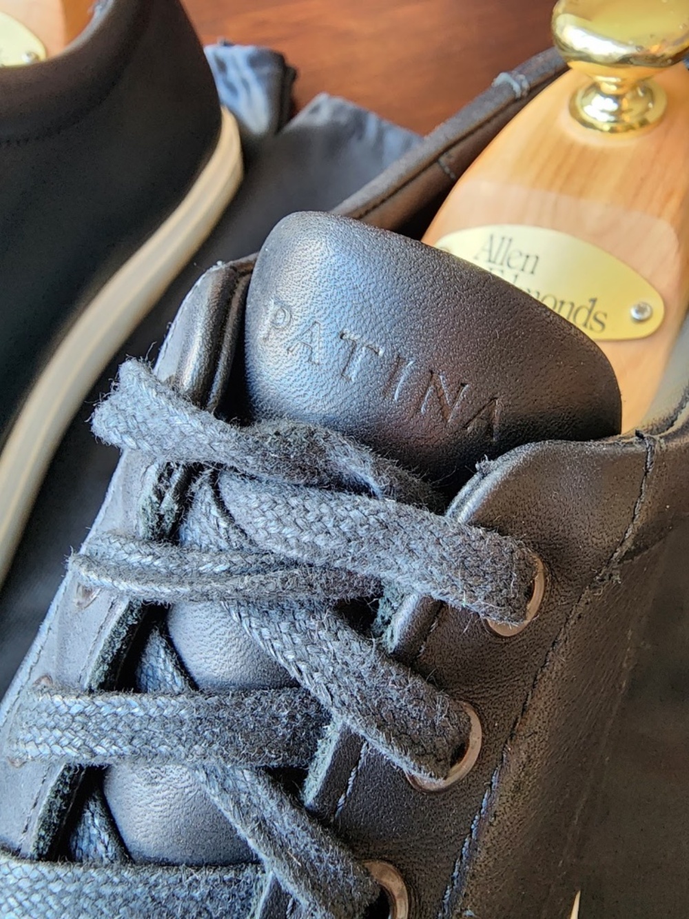 Patina by Portland Leather Black Leather Sneakers Men’s 9.5 – Minimal Low Top - Picture 9 of 11